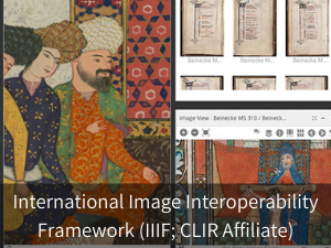 国际图像互操作性框架（IIIF; CLIR附属公司）。背景图片：从Mirador查看器的快照。