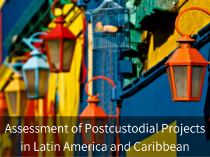 拉丁美洲和加勒比地区的后期科学项目评估。背景图片：五颜六色的街灯在布宜诺斯艾利斯。